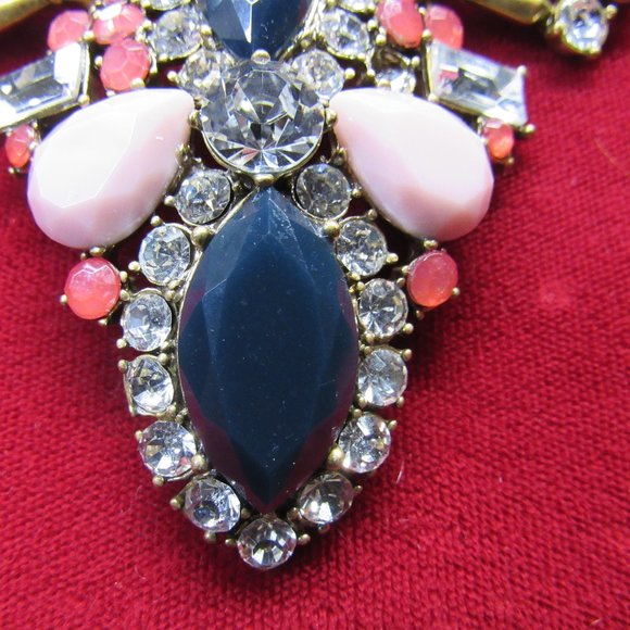 VINTAGE SIGNED J. CREW RHINESTONE ART DECO NECKLACE. LENGTH 21 INCHES. - Picture 6 of 7